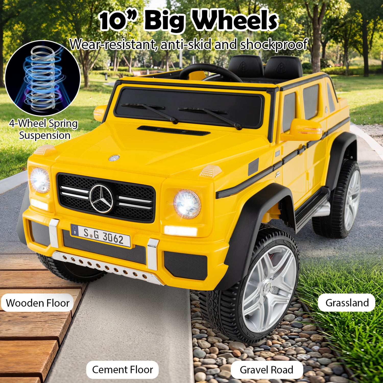 12V Licensed Mercedes-Benz Kids Ride-On Car, Yellow Powered Ride On Toys at Gallery Canada