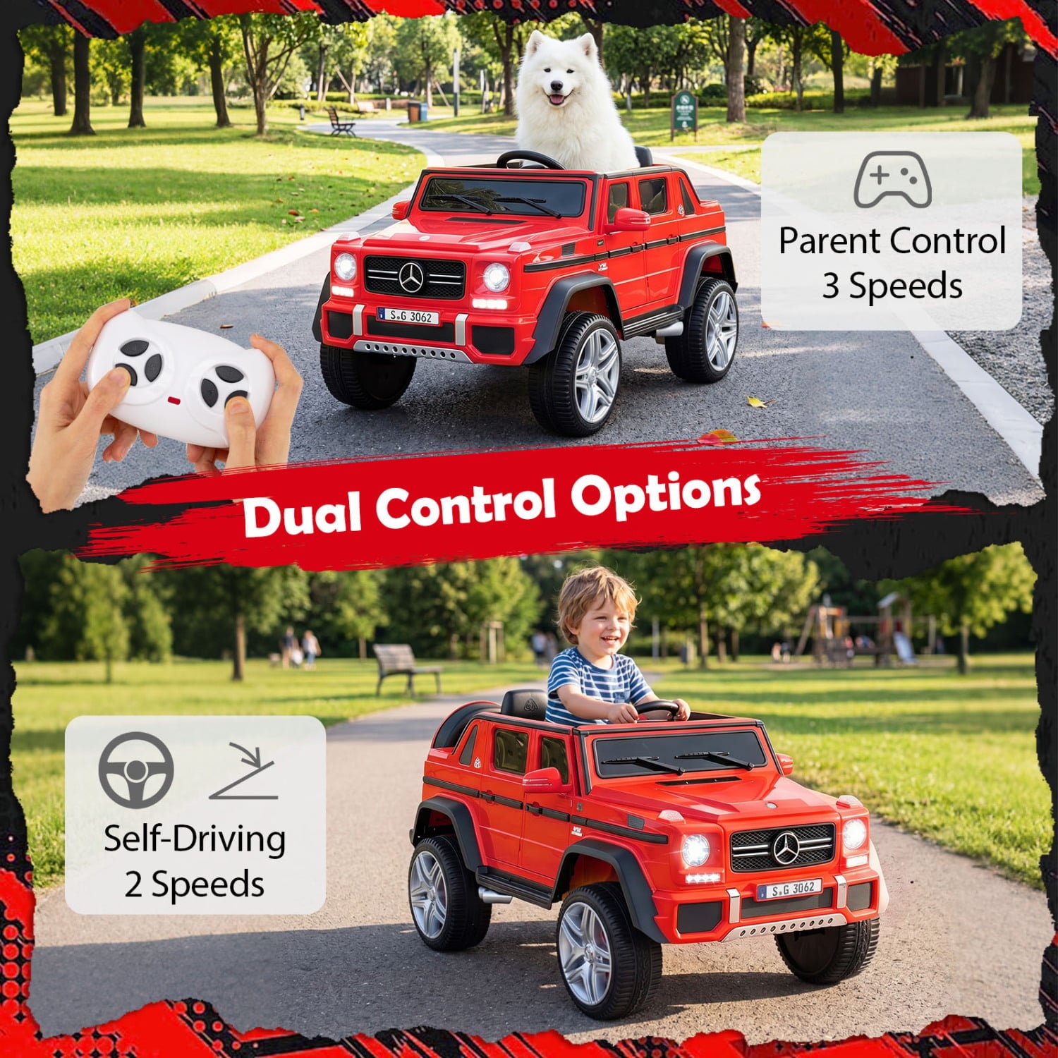 12V Licensed Mercedes-Benz Kids Ride-On Car, Red Powered Ride On Toys at Gallery Canada