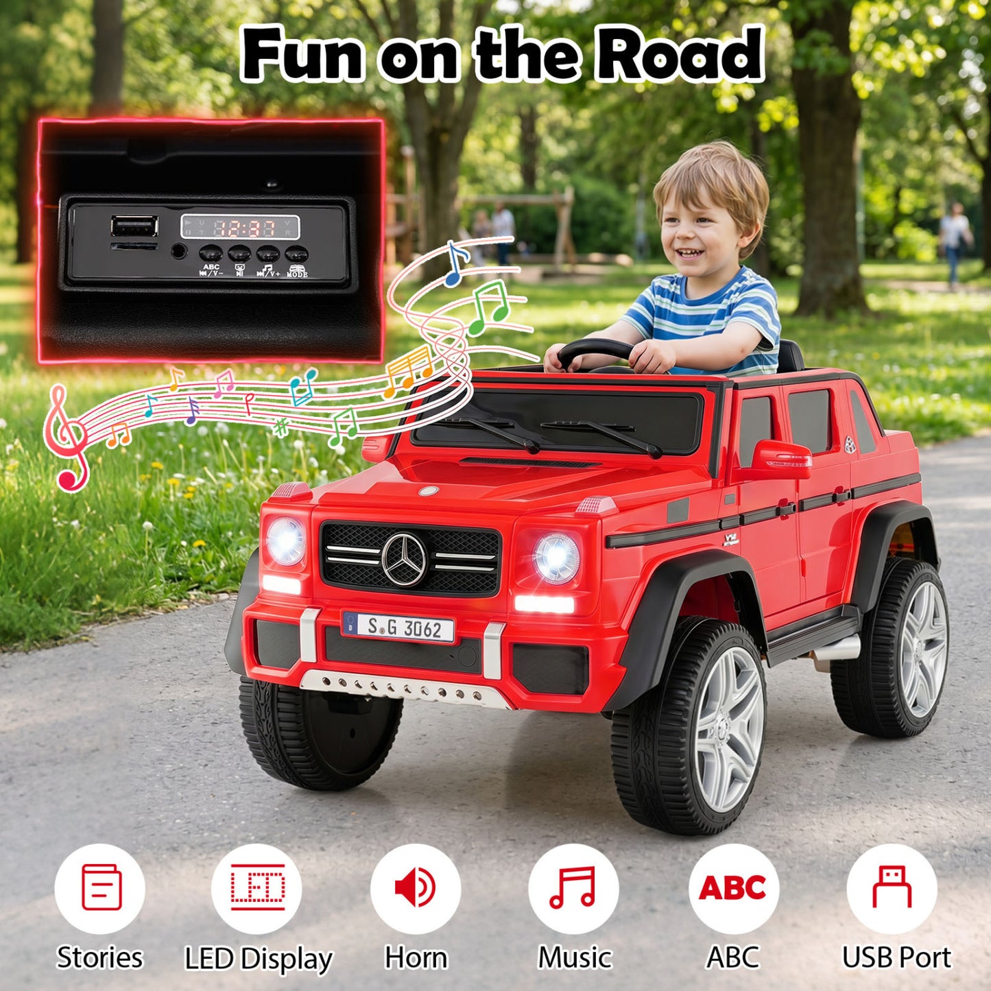 12V Licensed Mercedes-Benz Kids Ride-On Car, Red Powered Ride On Toys at Gallery Canada
