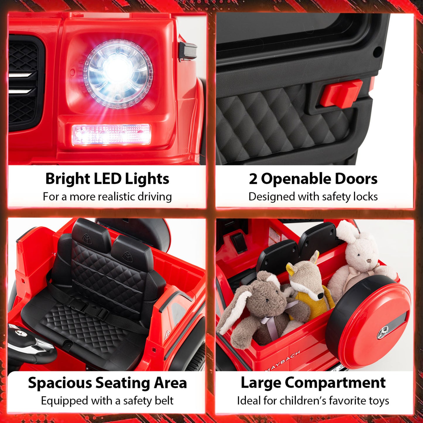 12V Licensed Mercedes-Benz Kids Ride-On Car, Red Powered Ride On Toys at Gallery Canada