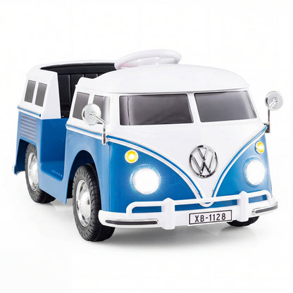 12V Ride On Car Licensed Volkswagen Ride-on Bus with Cup Holder and LED Headlights for 3+ Years Old, Blue Powered Ride On Toys Blue at Gallery Canada