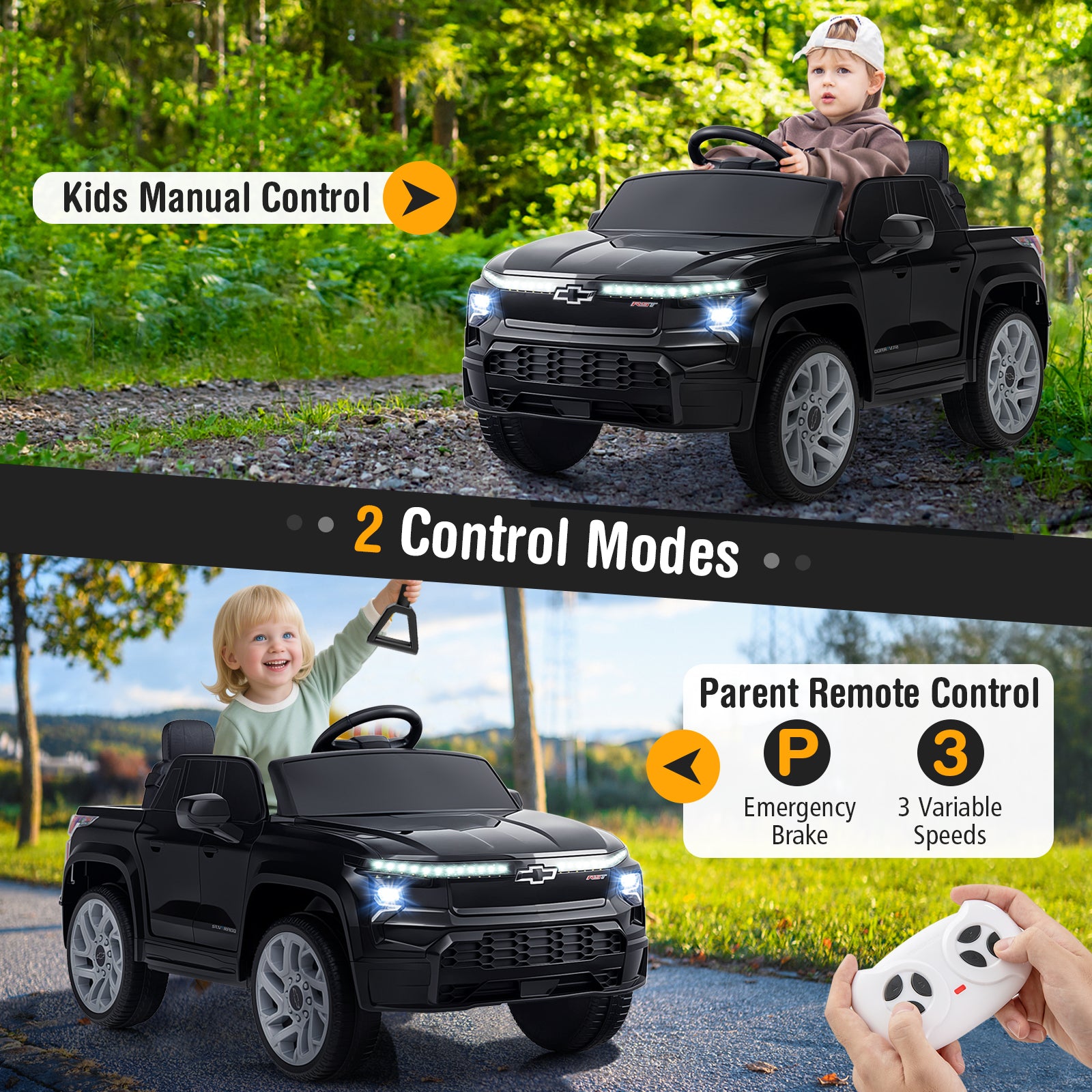 12V Ride On Car Truck, Remote Control, Black Powered Ride On Toys at Gallery Canada