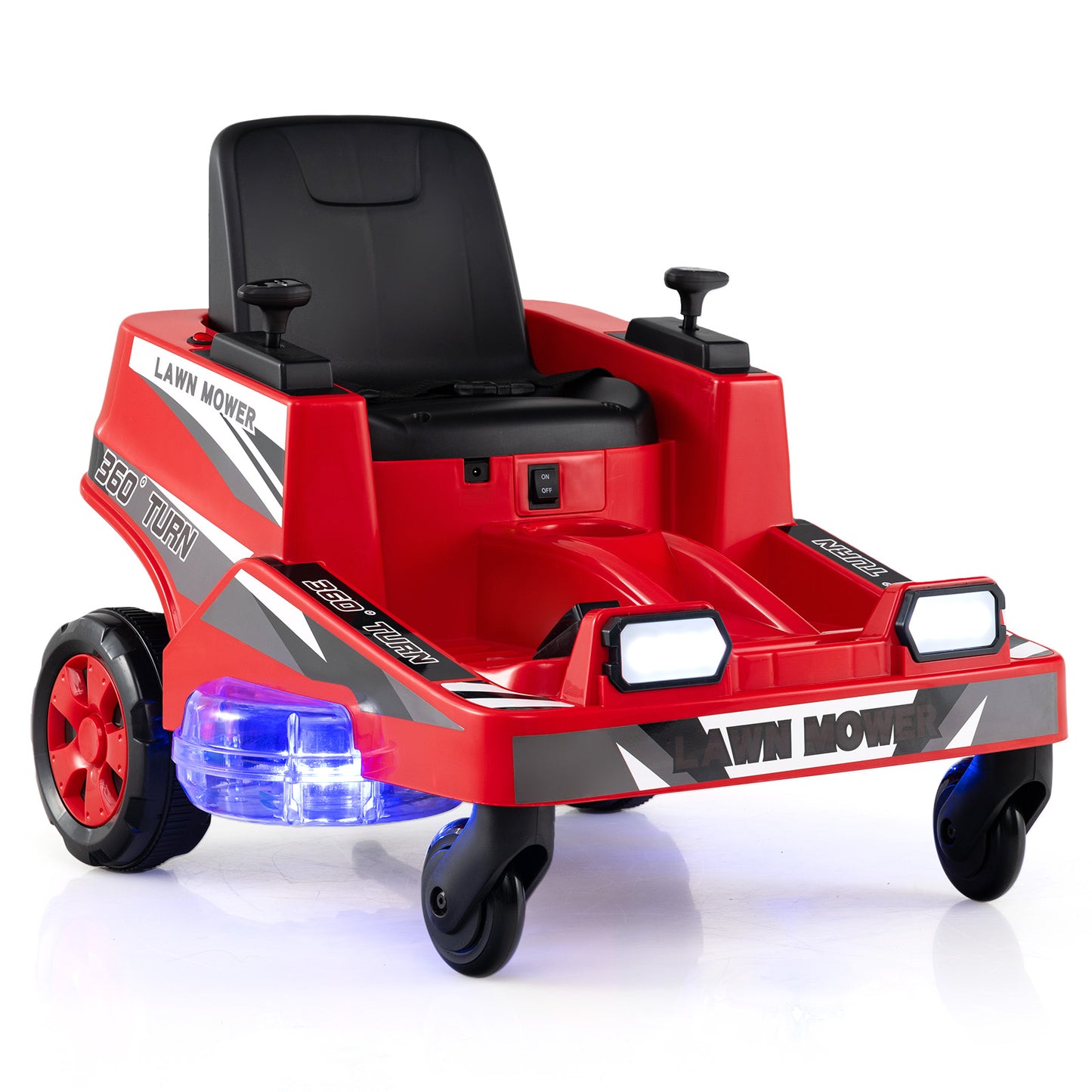 12V Ride On Lawn Mower For Kids, Dual Control, Red Powered Ride On Toys Red at Gallery Canada