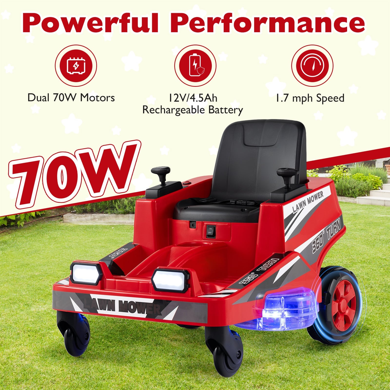 12V Ride On Lawn Mower For Kids, Dual Control, Red Powered Ride On Toys at Gallery Canada