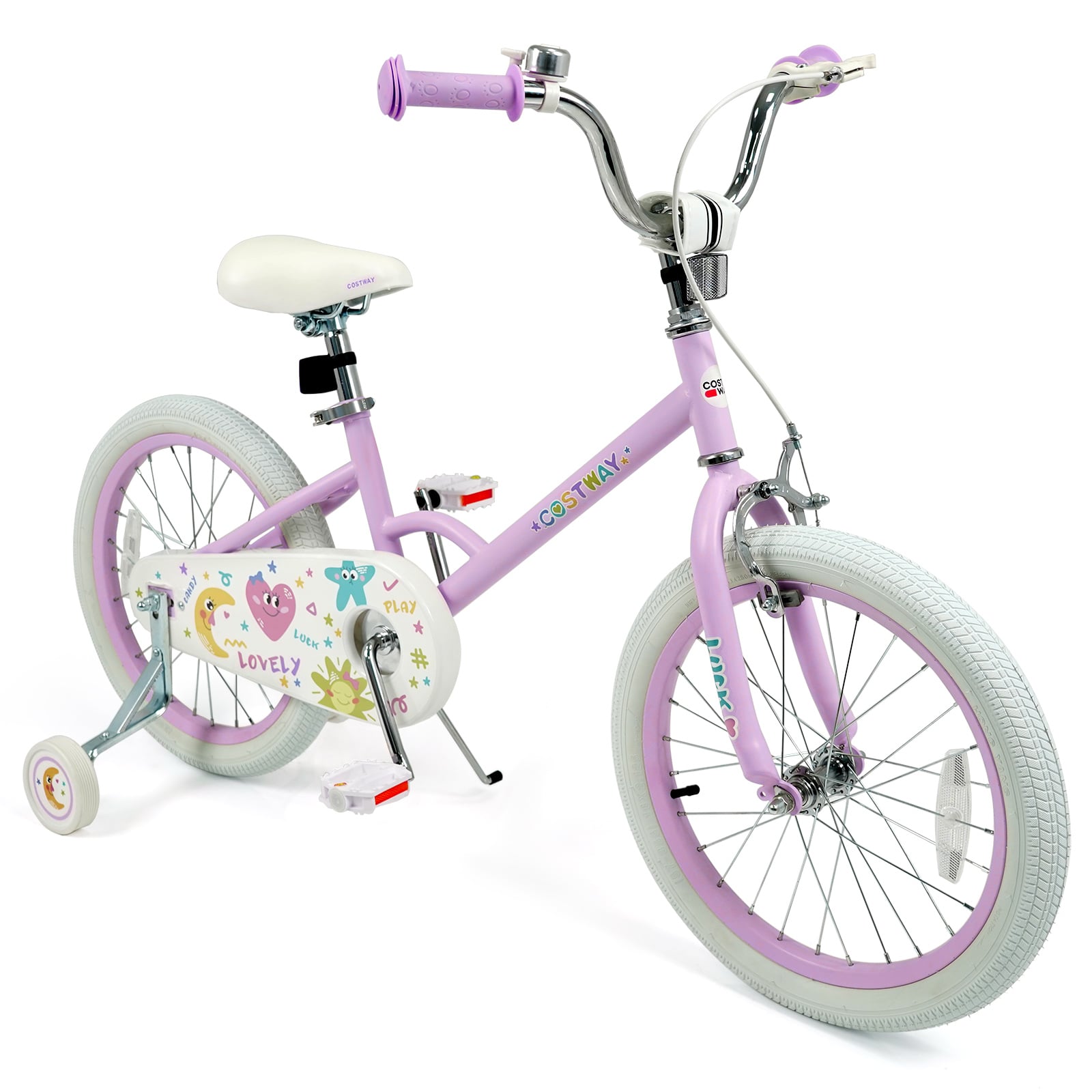 12/14/16/18 Inch Kids Bike Adjustable for 3-8 Years Old Children Purple - Stars & Moon-18 inches, Purple Kids Bike at Gallery Canada