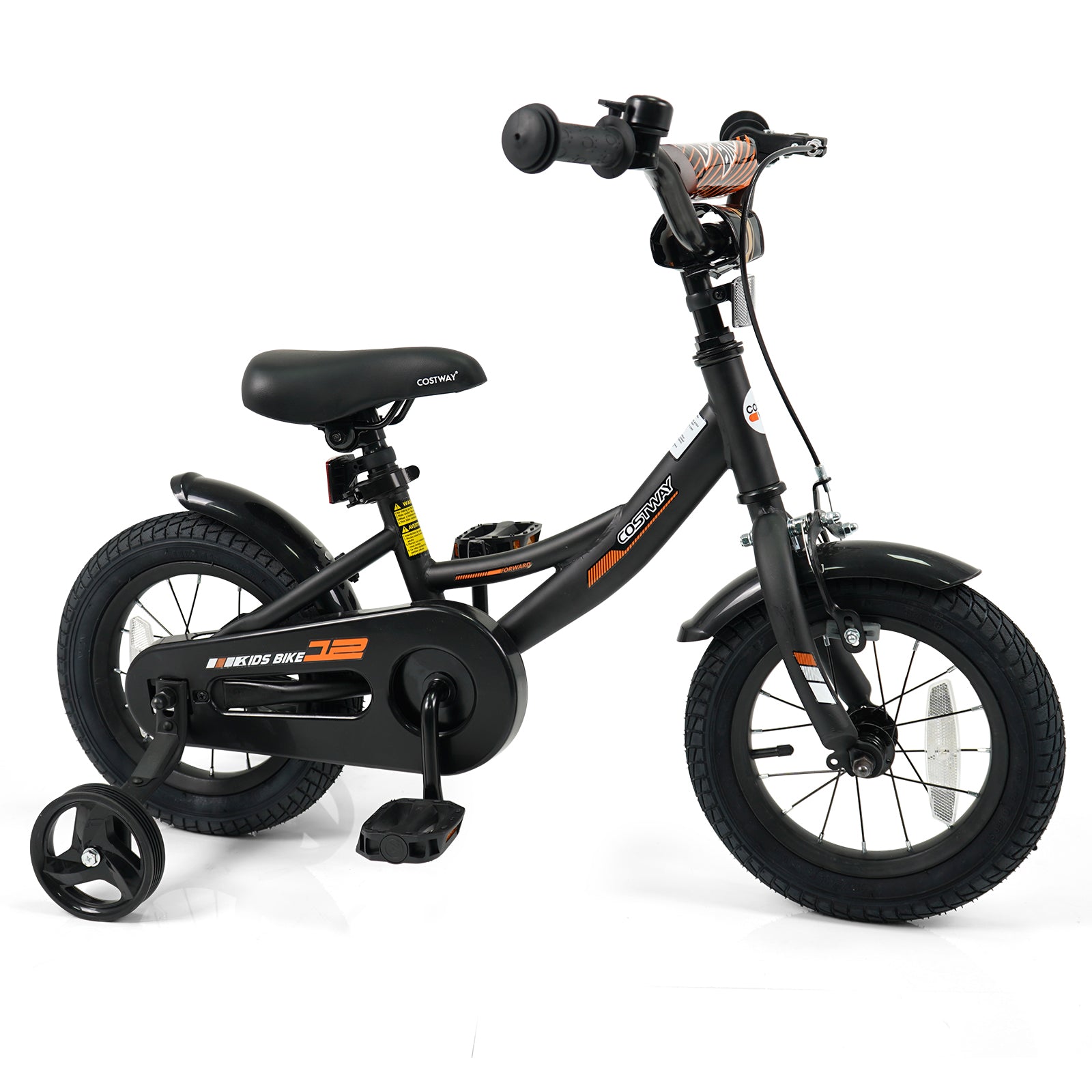 12 Inch Kids Bike, Removable Training Wheels, Adjustable Seat, Black Kids Bike Black at Gallery Canada