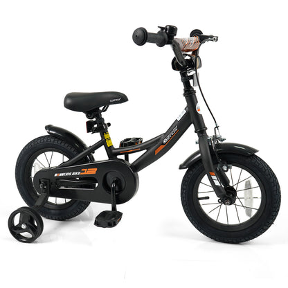 12 Inch Kids Bike, Removable Training Wheels, Adjustable Seat, Black Kids Bike Black at Gallery Canada