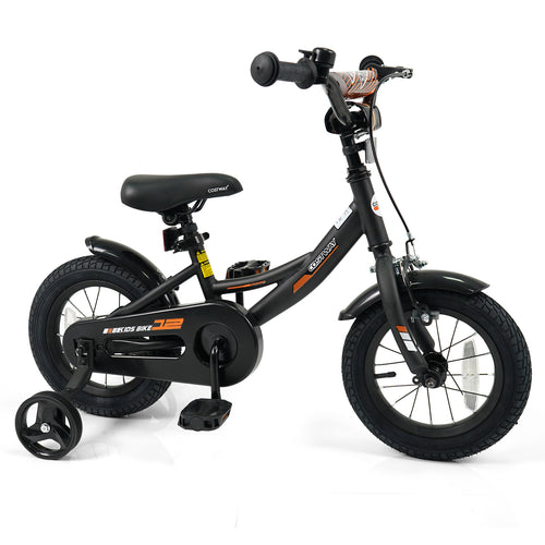 12 Inch Kids Bike, Removable Training Wheels, Adjustable Seat, Black