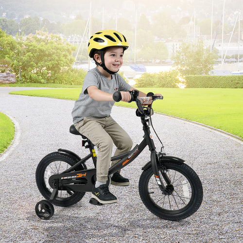 14 Inch Kids Bike, Removable Training Wheels, Adjustable Seat, Black