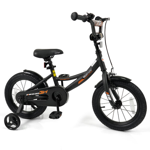14 Inch Kids Bike, Removable Training Wheels, Adjustable Seat, Black