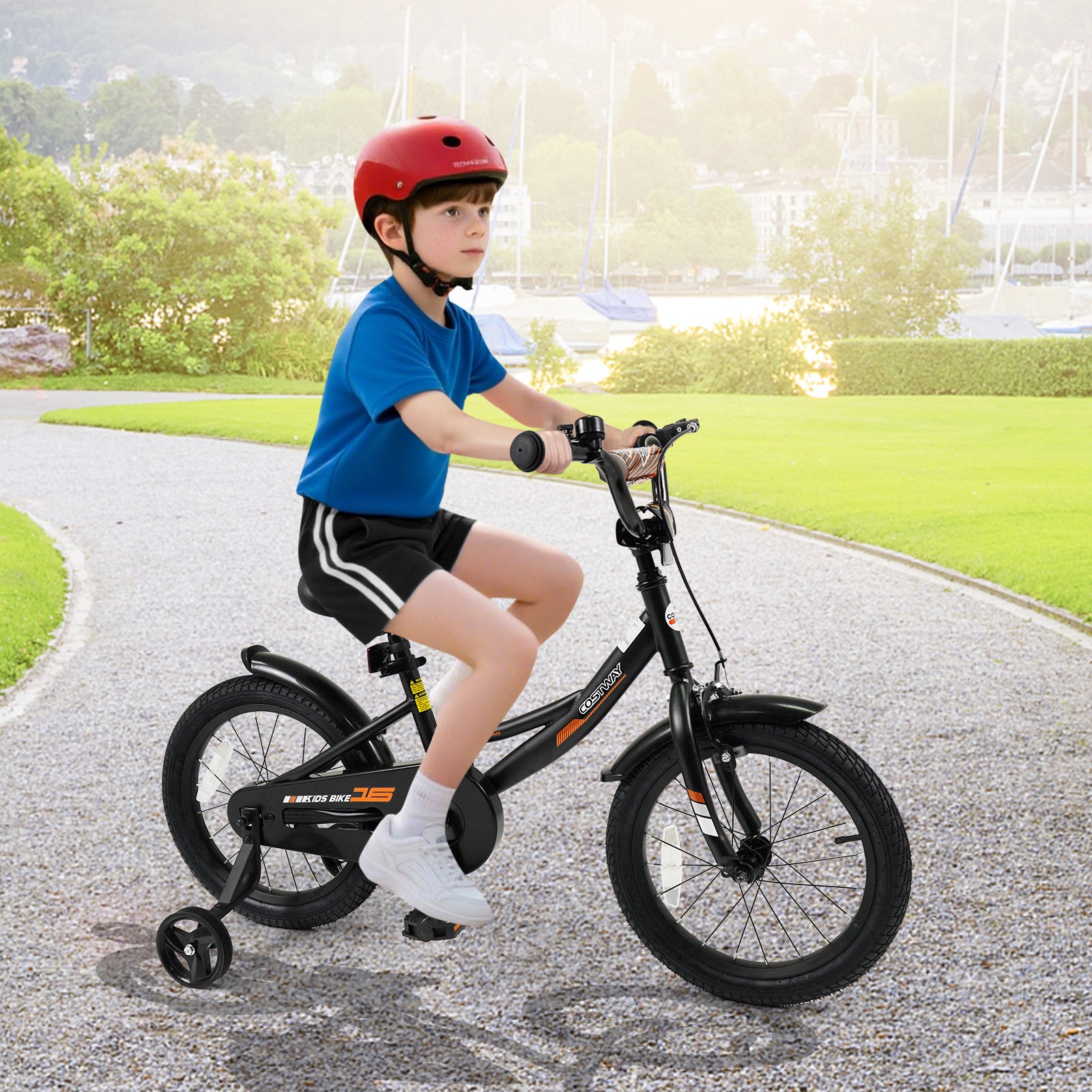 Kids Bike, 16 Inches, Removable Training Wheels, Adjustable Seat, Black Kids Bike at Gallery Canada