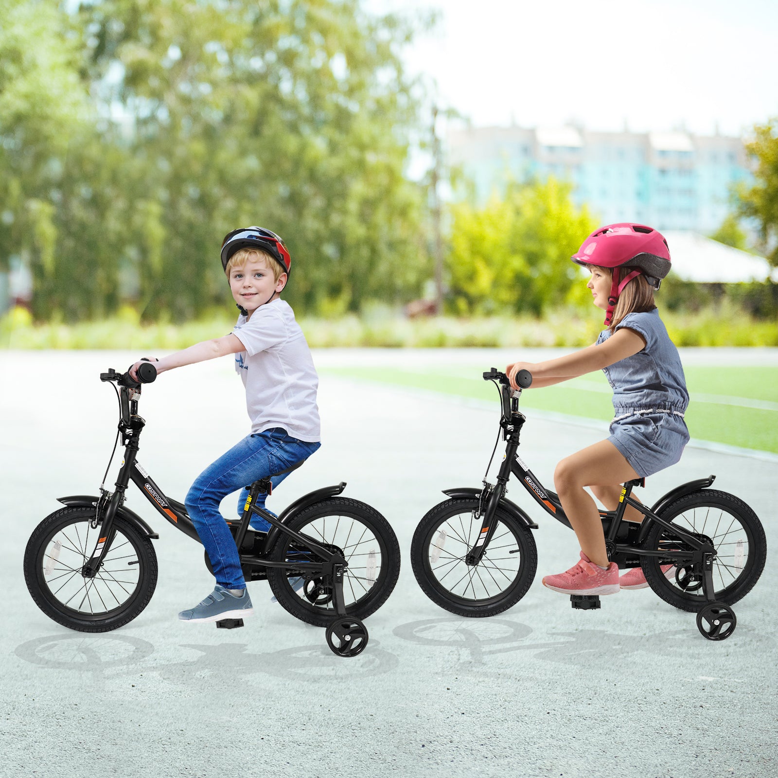 Kids Bike, 16 Inches, Removable Training Wheels, Adjustable Seat, Black Kids Bike at Gallery Canada