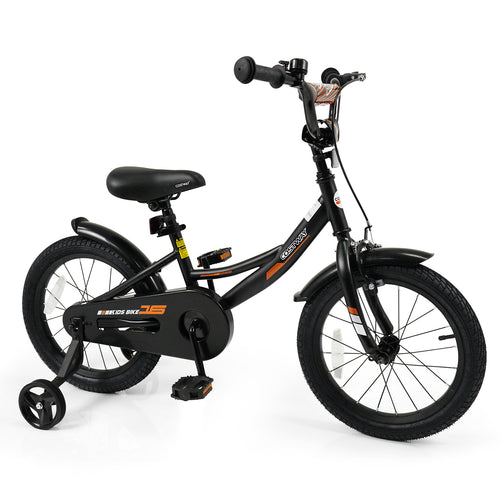 Kids Bike, 16 Inches, Removable Training Wheels, Adjustable Seat, Black