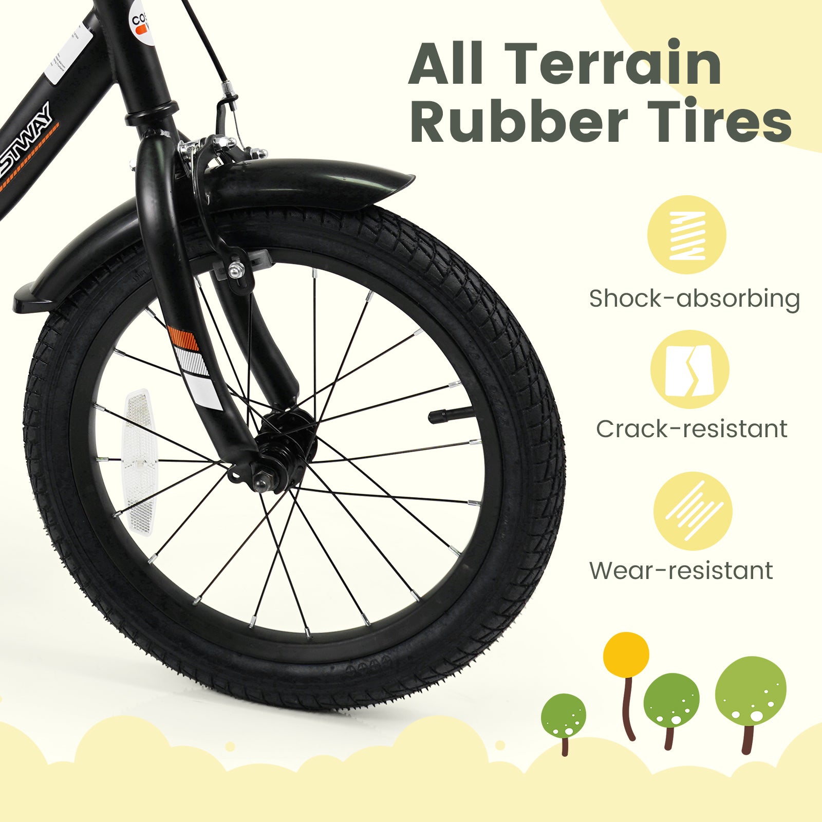 Kids Bike, 16 Inches, Removable Training Wheels, Adjustable Seat, Black Kids Bike at Gallery Canada