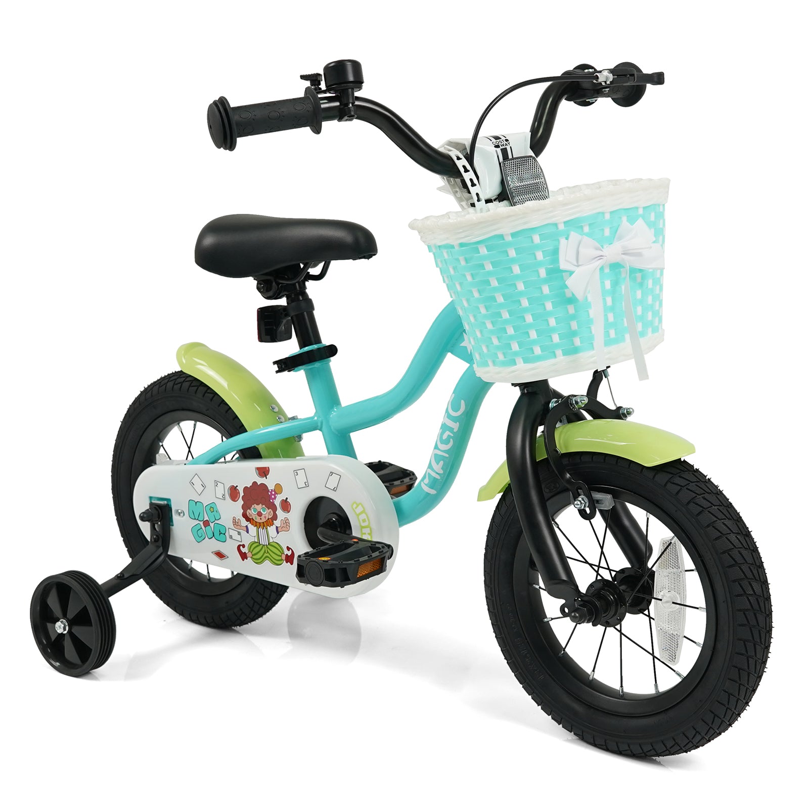 12/14/16 Inch Kids Bike with Training Wheels and Basket Green Color-12 Kids Bike at Gallery Canada