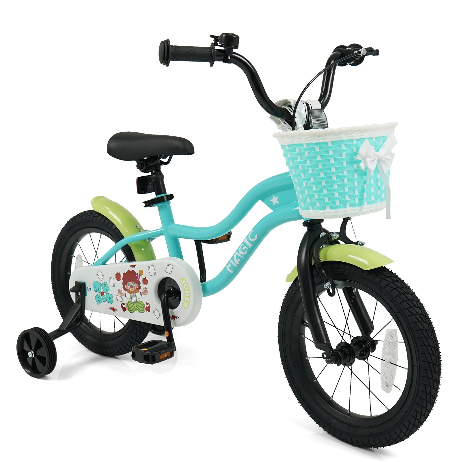 12/14/16 Inch Kids Bike with Training Wheels and Basket Green Color-14 Kids Bike at Gallery Canada