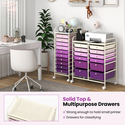 12-Drawer Rolling Storage Cart, Removable Drawers, Lockable Wheels, Purple File Cabinets at Gallery Canada