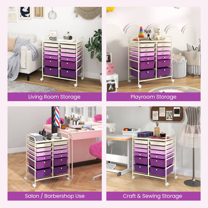 12-Drawer Rolling Storage Cart, Removable Drawers, Lockable Wheels, Purple File Cabinets at Gallery Canada