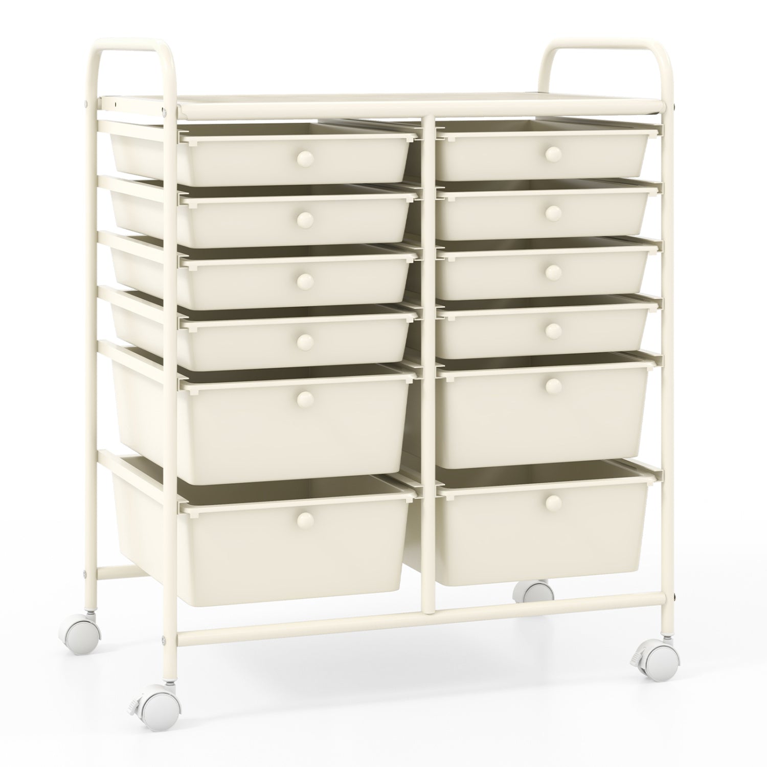 12-Drawer Rolling Storage Cart, Removable Drawers, Lockable Wheels, Beige File Cabinets Beige at Gallery Canada