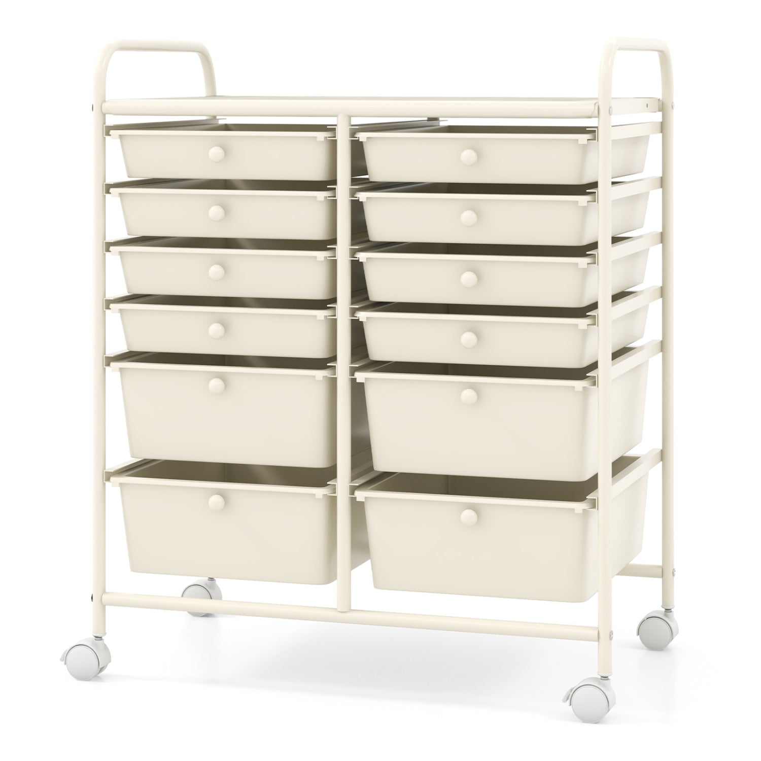 12-Drawer Rolling Storage Cart, Removable Drawers, Lockable Wheels, Beige File Cabinets at Gallery Canada