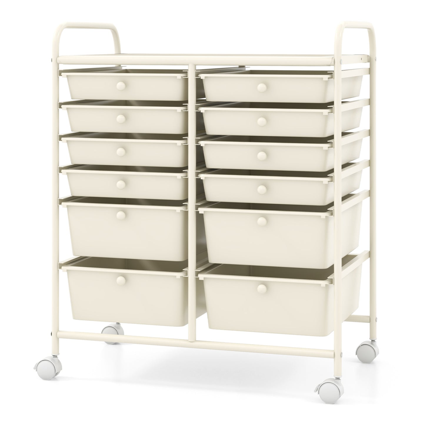 12-Drawer Rolling Storage Cart, Removable Drawers, Lockable Wheels, Beige File Cabinets at Gallery Canada