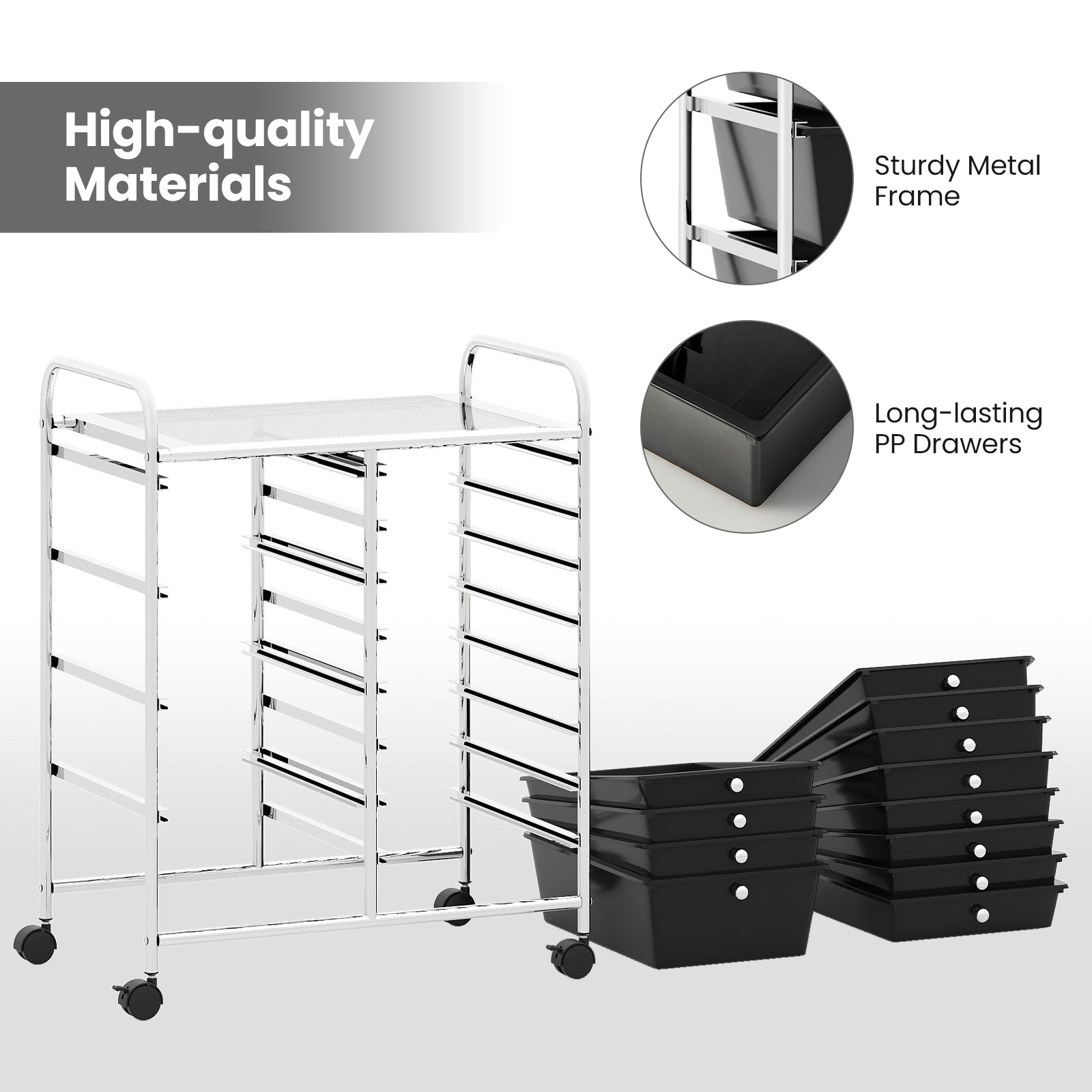 12-Drawer Utility Rolling Cart with Drawers Multi-Use Storage, Black File Cabinets at Gallery Canada