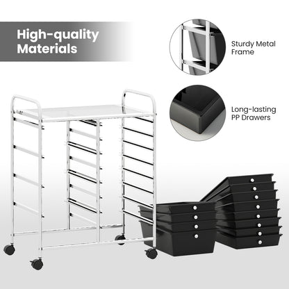 12-Drawer Utility Rolling Cart with Drawers Multi-Use Storage, Black File Cabinets at Gallery Canada