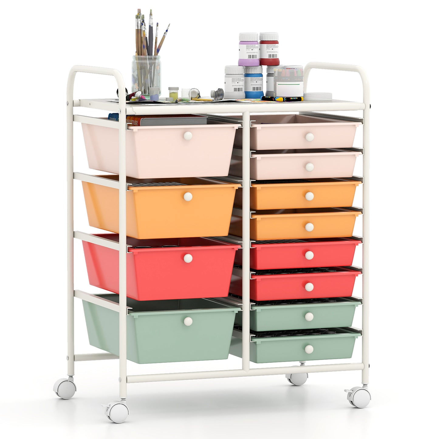 12-Drawer Utility Rolling Cart with Drawers Multi-Use Storage, Macaron File Cabinets at Gallery Canada