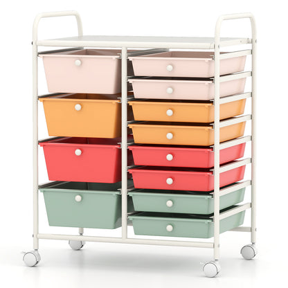 12-Drawer Utility Rolling Cart with Drawers Multi-Use Storage, Macaron File Cabinets at Gallery Canada