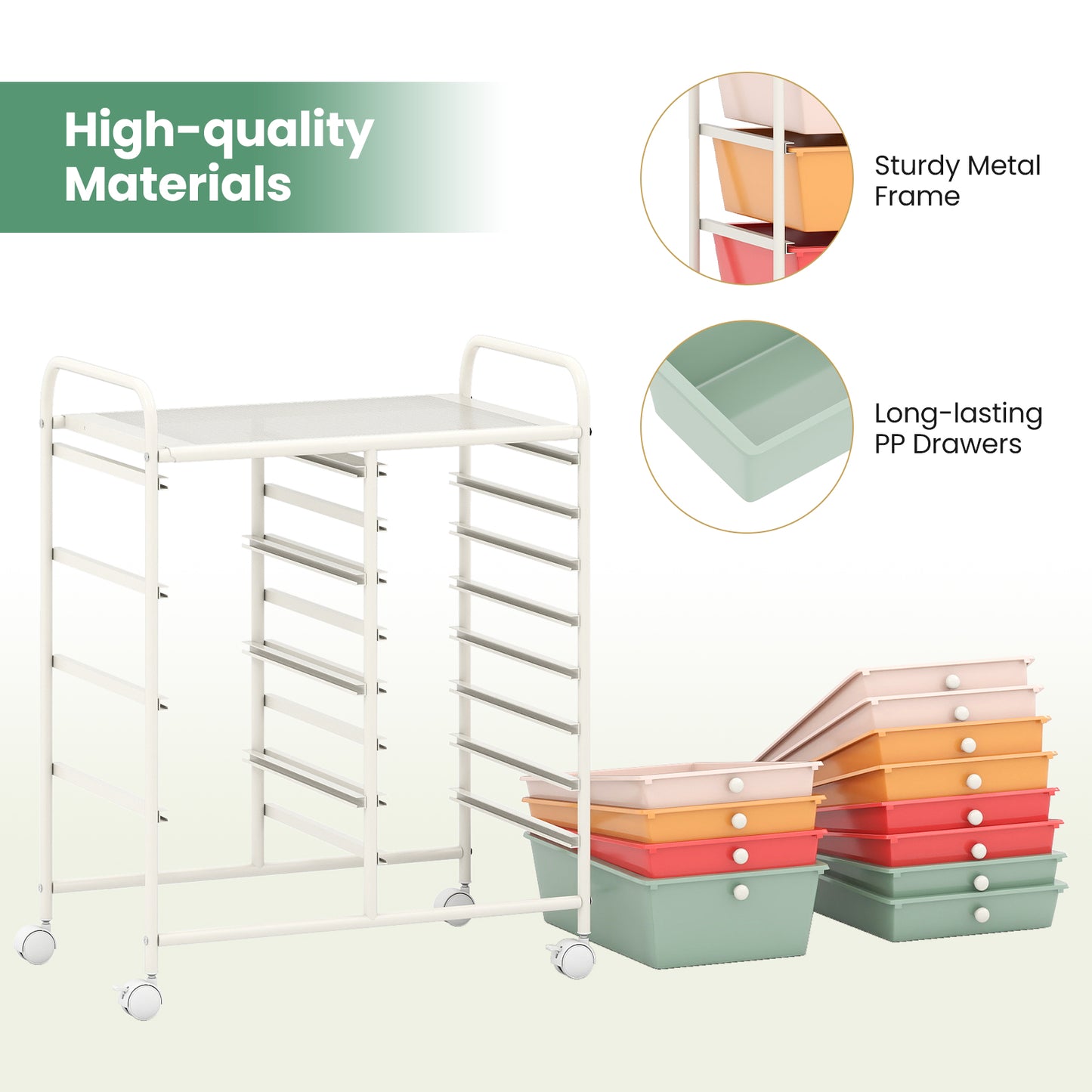 12-Drawer Utility Rolling Cart with Drawers Multi-Use Storage, Macaron File Cabinets at Gallery Canada