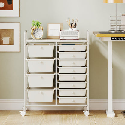 12-Drawer Utility Rolling Cart with Drawers Multi-Use Storage, White File Cabinets at Gallery Canada