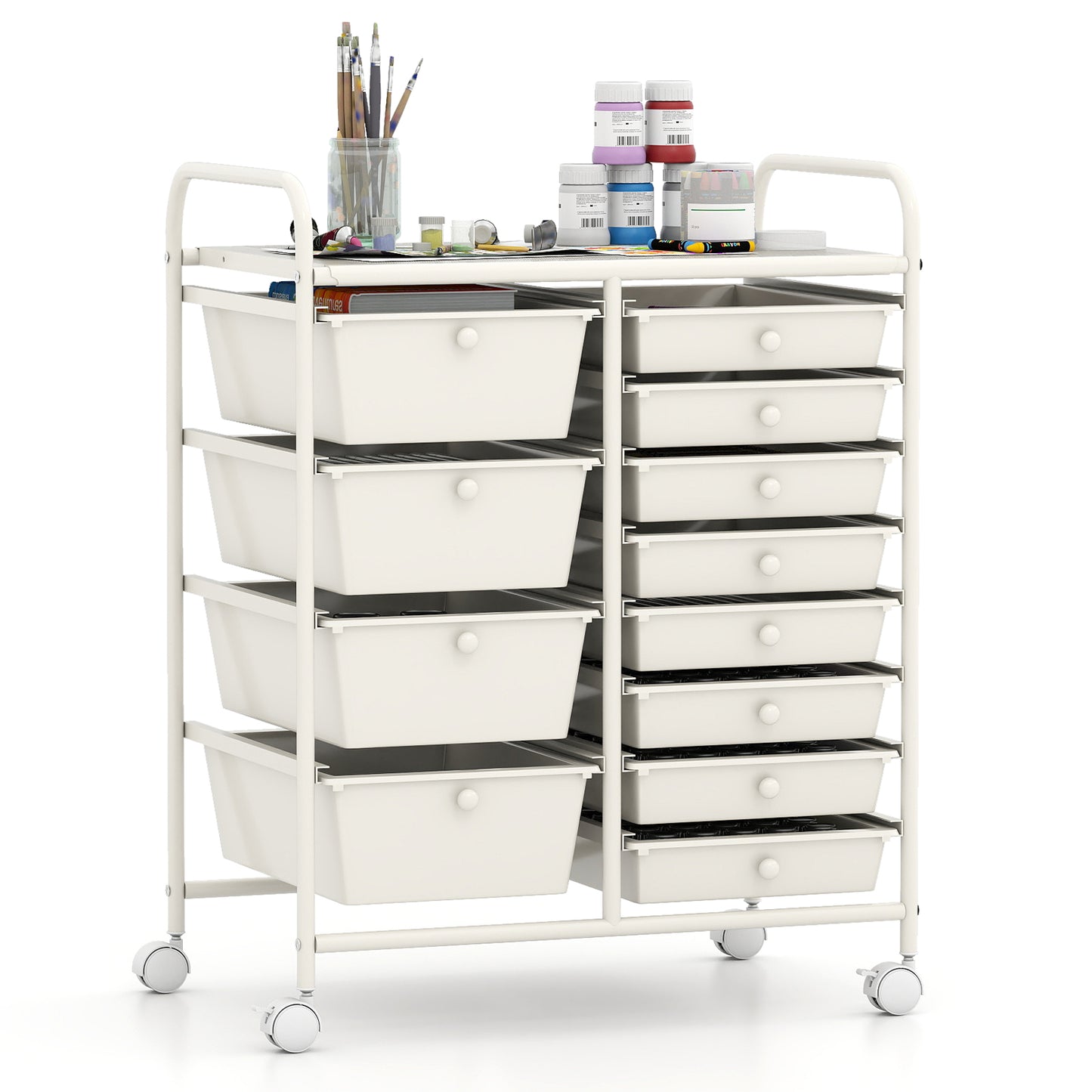 12-Drawer Utility Rolling Cart with Drawers Multi-Use Storage, White File Cabinets at Gallery Canada