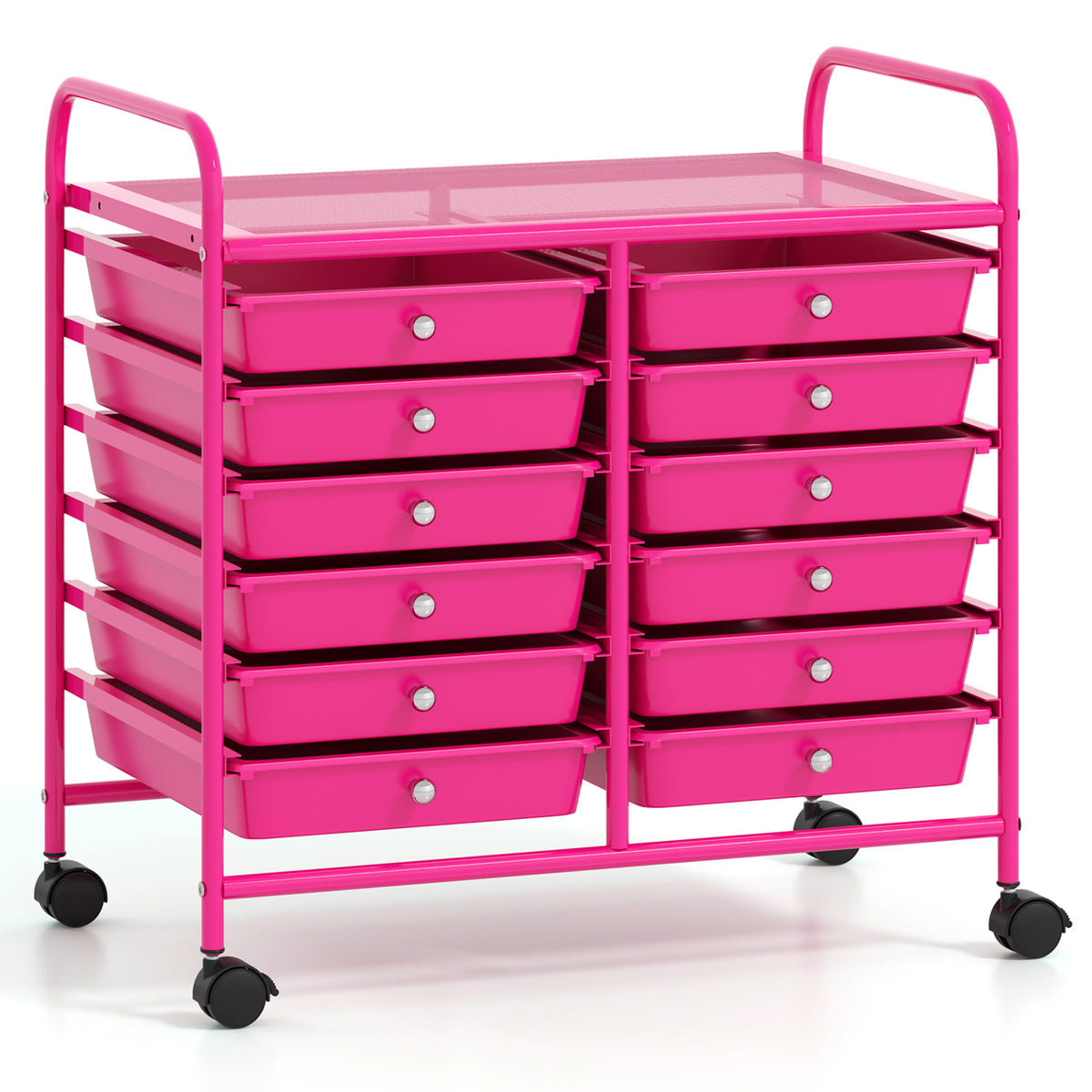 12 Drawer Rolling Storage Cart, Hot Pink File Cabinets Hot Pink at Gallery Canada