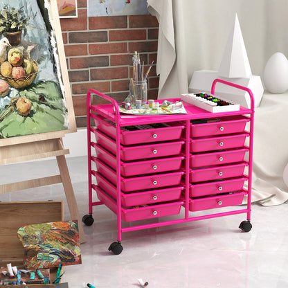 12 Drawer Rolling Storage Cart, Hot Pink File Cabinets at Gallery Canada