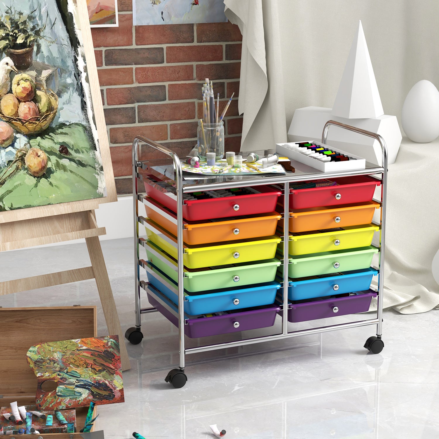 12 Drawer Rolling Storage Cart, Multicolor File Cabinets at Gallery Canada