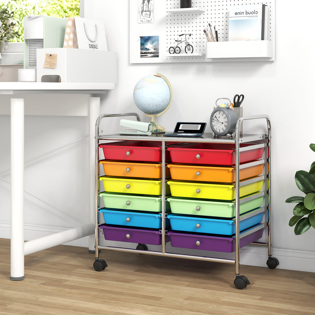12 Drawer Rolling Storage Cart, Multicolor File Cabinets at Gallery Canada