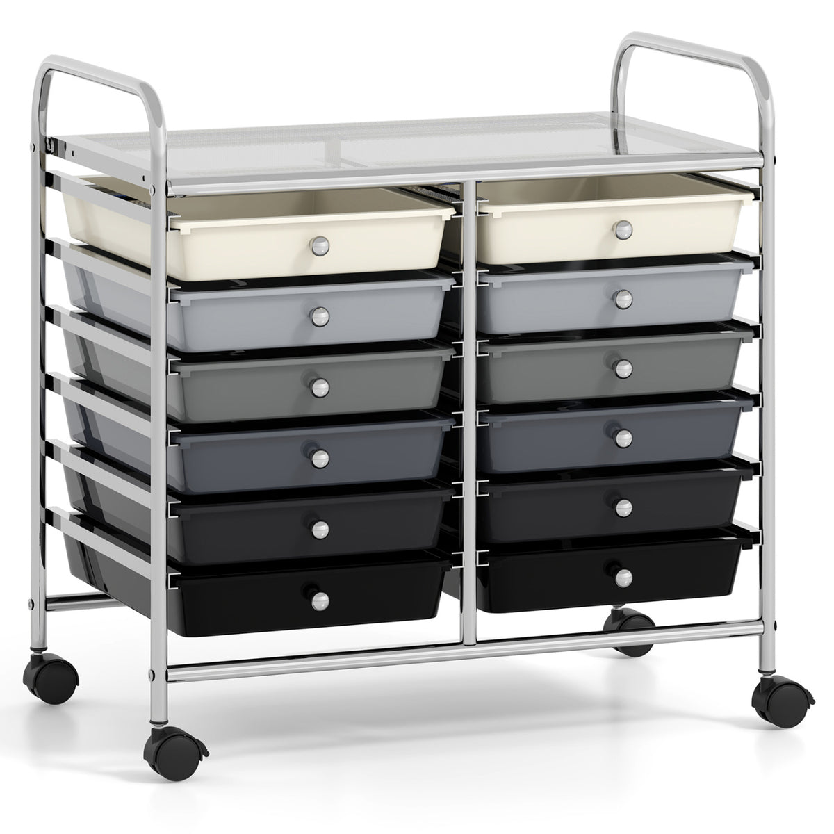 12 Drawer Rolling Storage Cart, Gradient, Gray File Cabinets at Gallery Canada
