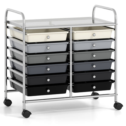 12 Drawer Rolling Storage Cart, Gradient, Gray File Cabinets at Gallery Canada