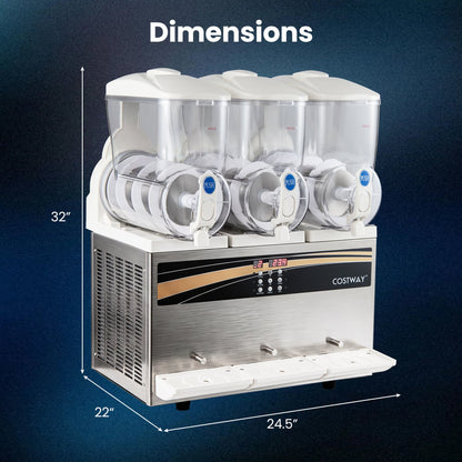 12 Gal Commercial Slushy Dispenser, 4 Gal x 3 Triple Tanks, Silver Ice Crushers & Shavers at Gallery Canada