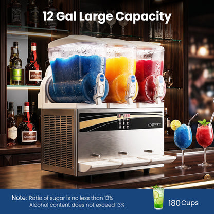 12 Gal Commercial Slushy Dispenser, 4 Gal x 3 Triple Tanks, Silver Ice Crushers & Shavers at Gallery Canada