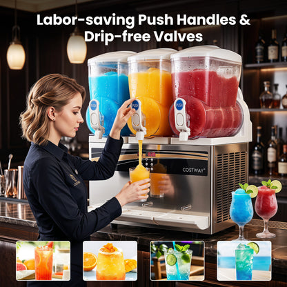 12 Gal Commercial Slushy Dispenser, 4 Gal x 3 Triple Tanks, Silver Ice Crushers & Shavers at Gallery Canada