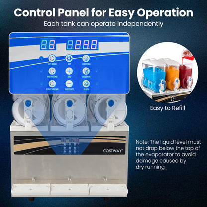 12 Gal Commercial Slushy Dispenser, 4 Gal x 3 Triple Tanks, Silver Ice Crushers & Shavers at Gallery Canada
