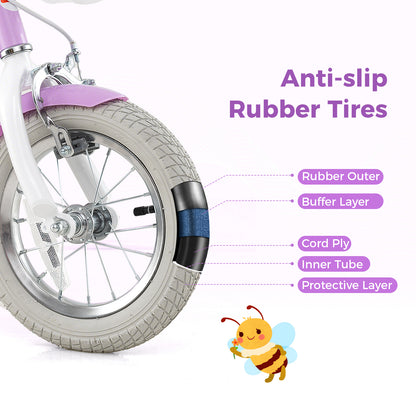 12 Inch Girls Bike, With Doll Seat And Streamers, For Ages 3-4, Purple Kids Bike at Gallery Canada