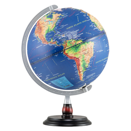 12 Inch Illuminated World Globe, Antique Night Lamp, Navy