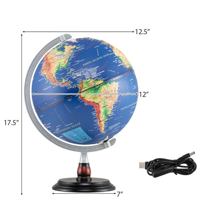 12 Inch Illuminated World Globe, Antique Night Lamp, Navy Learning Toys at Gallery Canada
