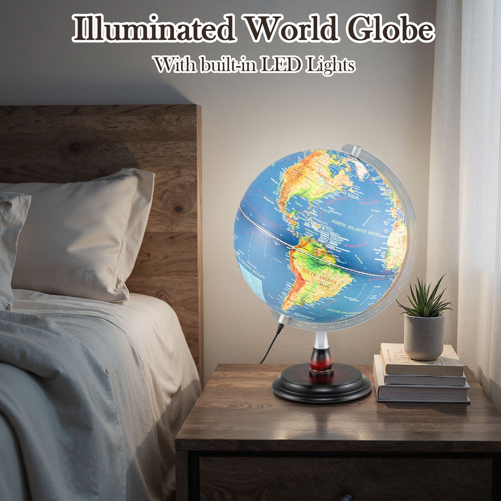 12 Inch Illuminated World Globe, Antique Night Lamp, Navy Learning Toys at Gallery Canada