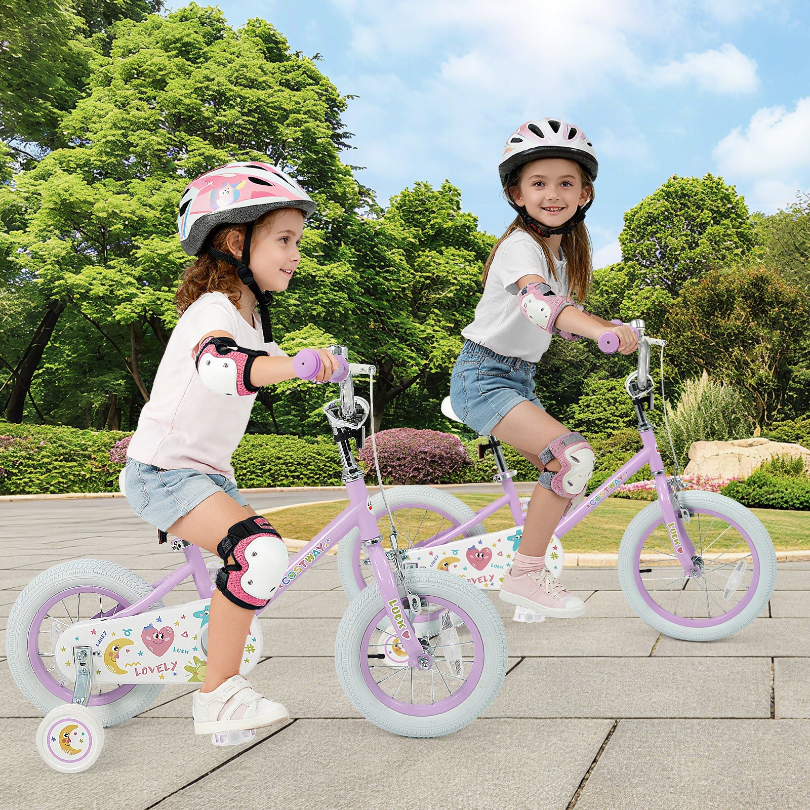 12 Inch Kids Bike Adjustable for 3-8 Years Old Children Purple - Stars & Moon, Purple Kids Bike at Gallery Canada
