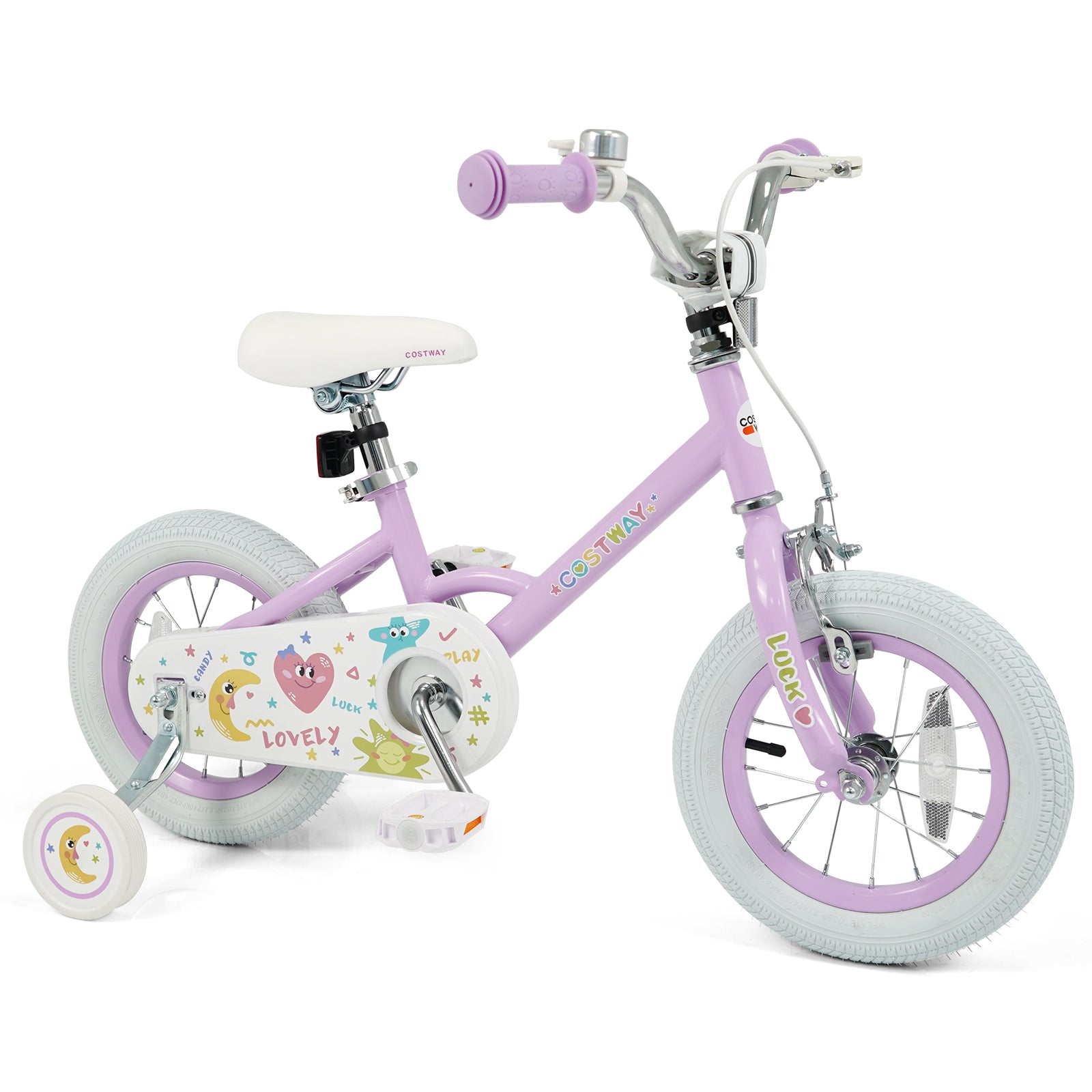 12 Inch Kids Bike Adjustable for 3-8 Years Old Children Purple - Stars & Moon, Purple Kids Bike at Gallery Canada