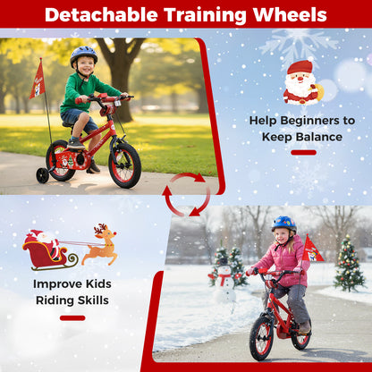 12 Inch Kids Bike Adjustable with Christmas Music & Flag for Aged 3-5 Years Old, Red Kids Bike at Gallery Canada