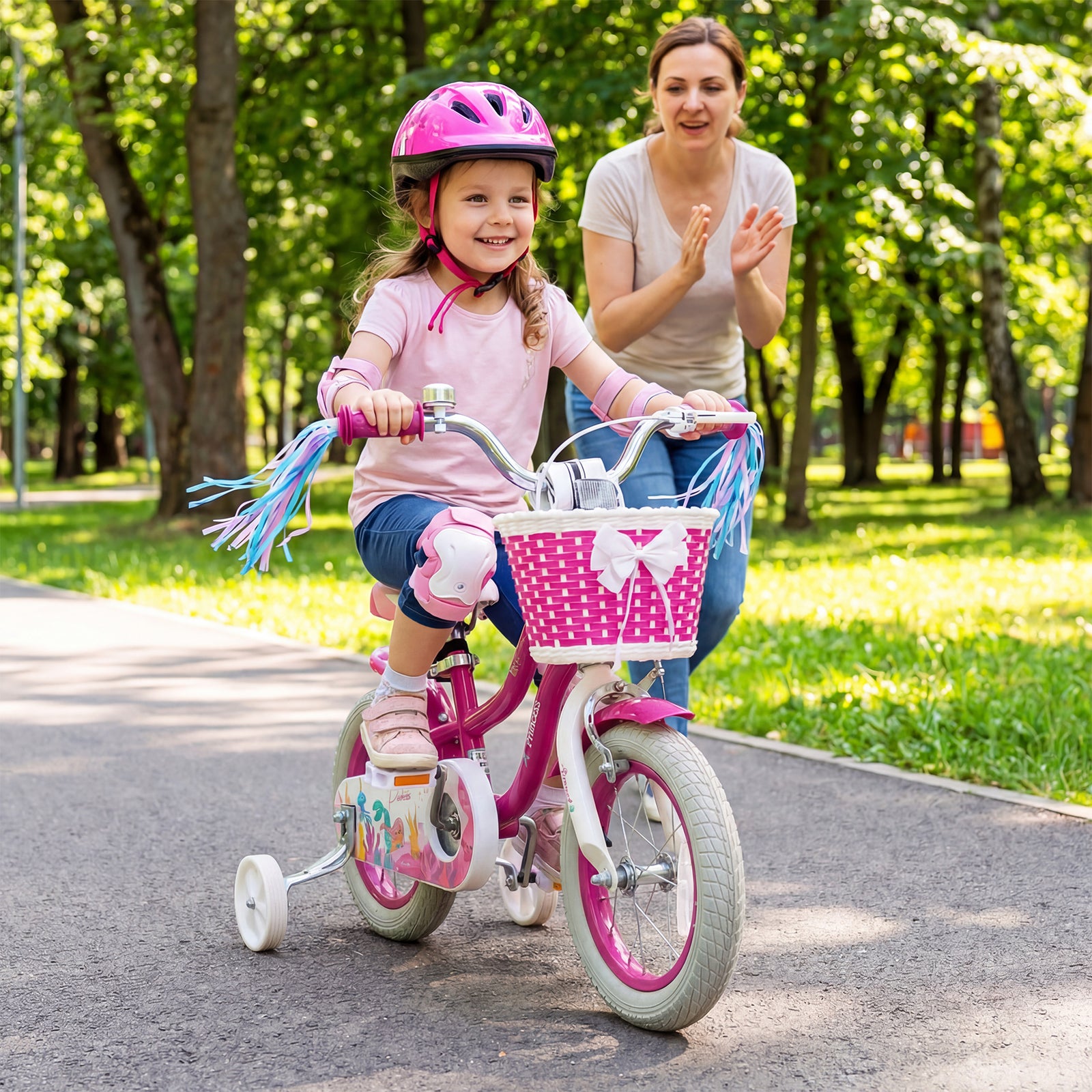 12-Inch Kids Bike, Adjustable, With Basket, Streamers, Rose Red Kids Bike at Gallery Canada